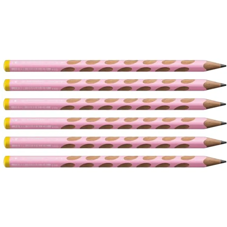 STABILO EASYgraph Ergonomischer Dreikant-Bleistift für Linkshänder in pastellpink - 6er Pack - HB Mine
