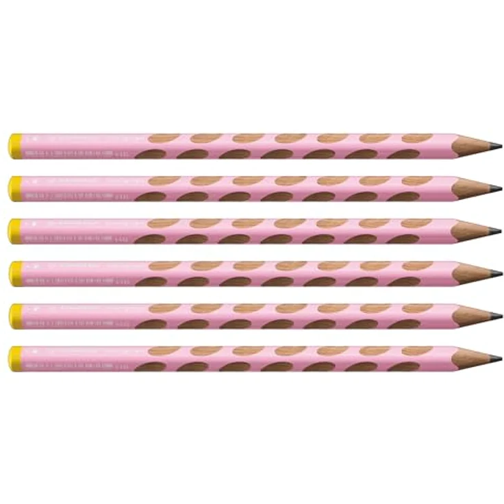 STABILO EASYgraph Ergonomischer Dreikant-Bleistift für Linkshänder in pastellpink - 6er Pack - HB Mine – Bild 1