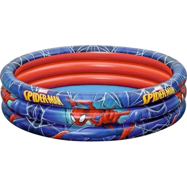 Bestway Spider-Man Planschbecken 122 x 30 cm, Wasserkapazität 200 Liter, PVC, blau