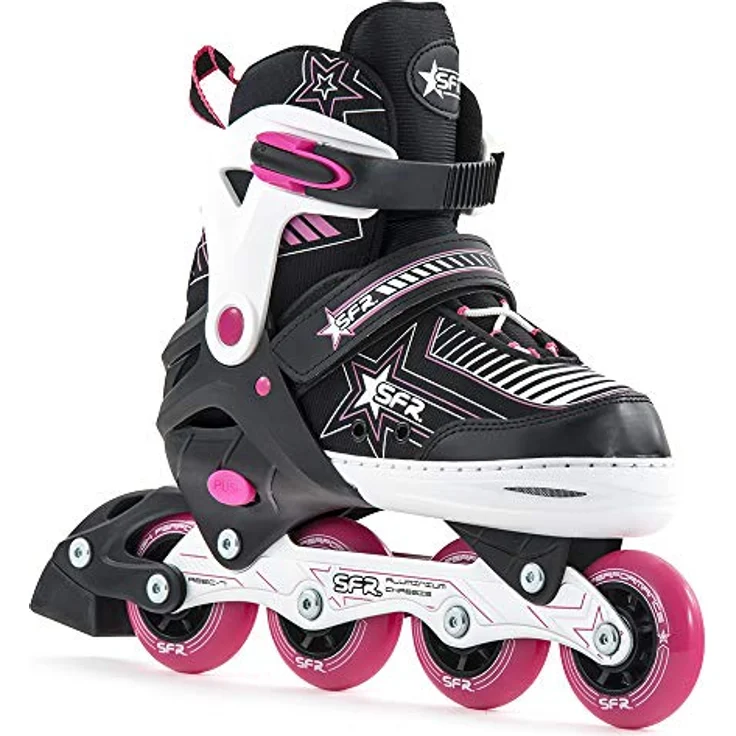 SFR Unisex Kinder RS480, Einstellbar Inline Skates Schlittschuhe, Aluminiumrahmen, ABEC 5 Kugellager, Pink – Bild 1