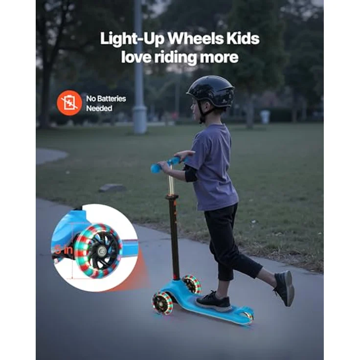 VEVOR Scooter (3 Räder) für Kinder ab 3 Jahren, Höhenverstellbarer Cityroller mit leuchtenden 5-Zoll-Rädern, rutschfestem Deck und leichtem Aluminiumrahmen, Blau, Tragkraft bis 75 kg – Bild 3