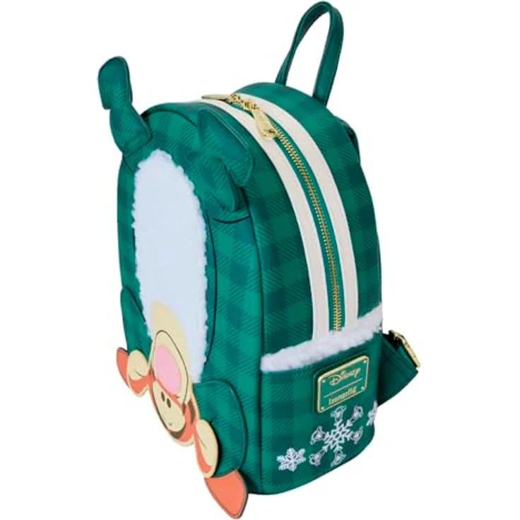 Loungefly Disney Winnie Puuh Schlafanzug Mini Rucksack, veganes Leder, goldfarbene Metallbeschläge, gepolsterte, verstellbare Schultergurte, 22,9 x 26,7 x 11,4 cm – Bild 3