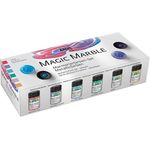 KREUL Magic Marble Marmorierfarbe Metallic Set, 6 x 20 ml in gold, silber, blau, grün, rot und violett für Tauchmarmorieren von Holz, Glas, Kunststoff, Papier und Metall
