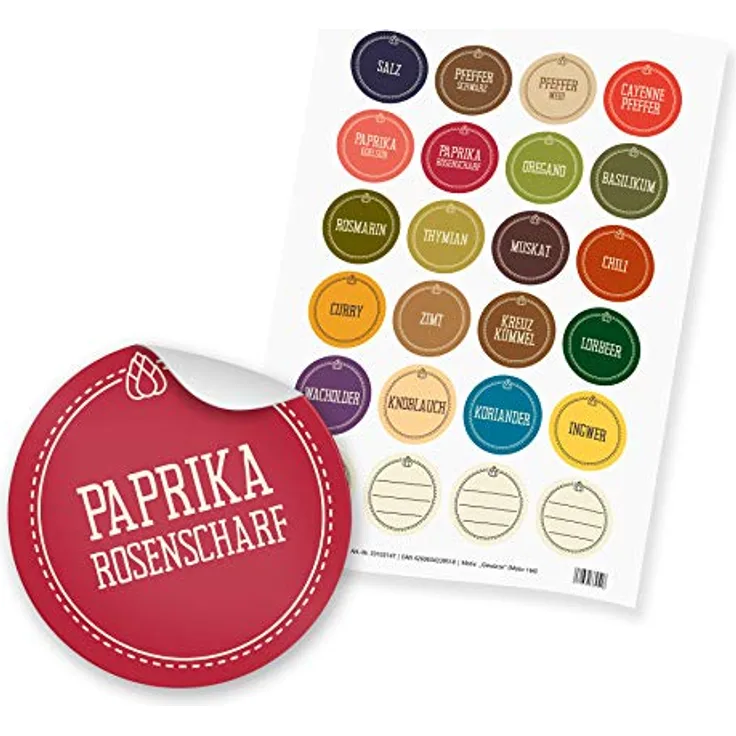 24x itenga Sticker Gewürzaufkleber Gewürze Gewürzesticker Bunt Gemischt für Küche Kochen zum Basteln und Aufbewahren