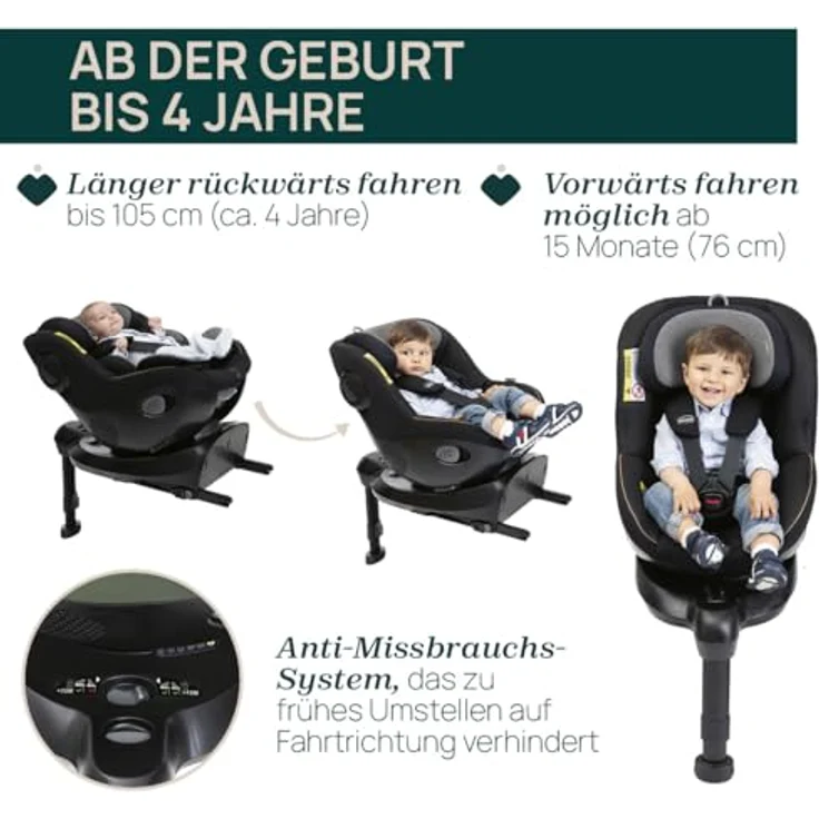 Chicco Seat105 I-Size, 360° drehbarer Autositz mit 6 Positionen, ISOFIX, für Kinder 40-105 cm, Gruppe 0/1, von 0 bis 4 Jahren – Bild 4