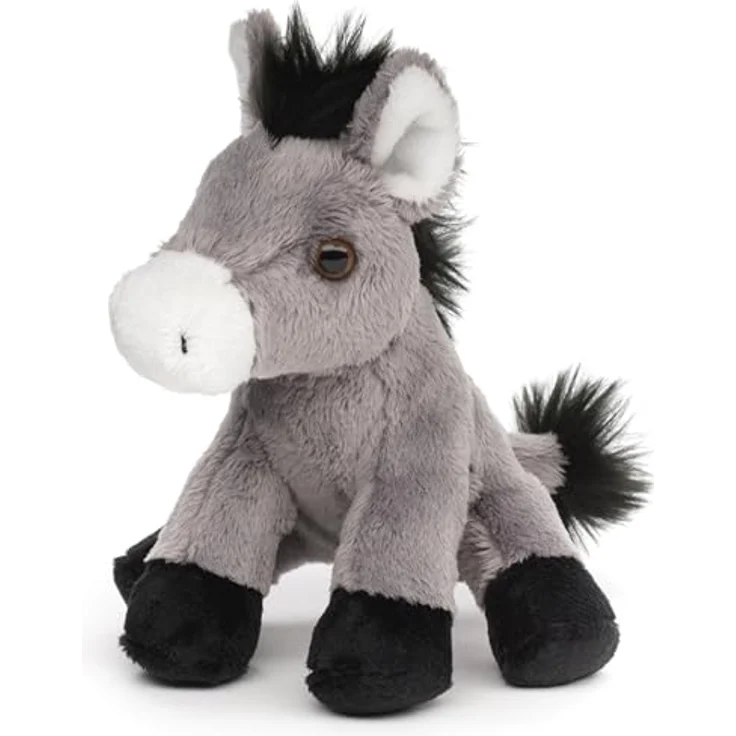 Uni-Toys Esel Plushie, sitzend, 14 cm - Lebensechtes Plüschtier mit hohem Kuschelfaktor, 100% recyceltes Füllmaterial – Bild 1