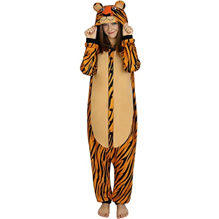 Funidelia Tiger Onesie Kostüm für Herren und Damen - Größe S-M, Orange, 100% Polyester - Tiere, Wüste, Dschungel - Erwachsenenkostüm – Bild 4