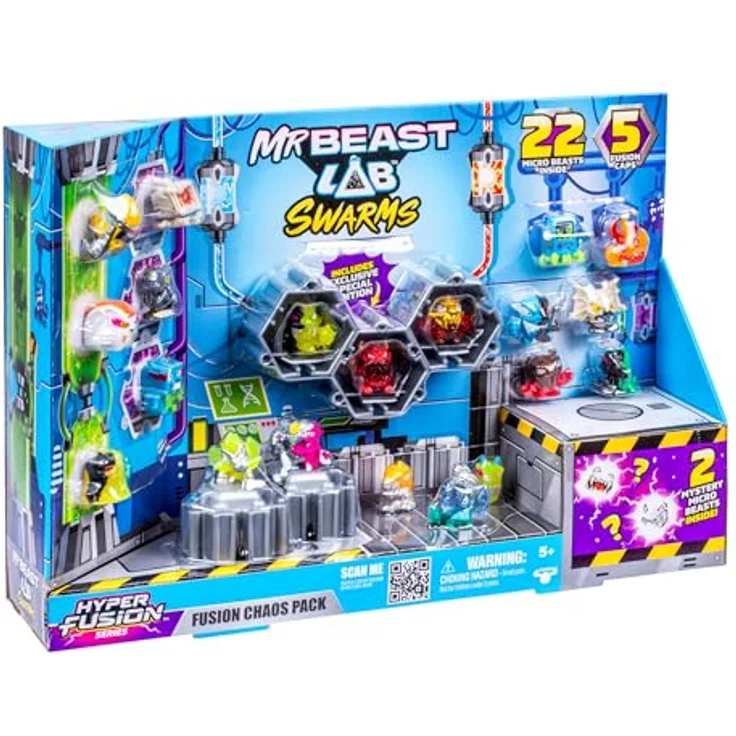 Spectron Mr.Beast Lab Swarms S3 Fusion Chaos Pack, Sammelfiguren mit 22 Hyper Fusion Swarms und 1 Limited Edition Figur, inkl. 5 Display-Ständern und Sammelguide – Bild 2