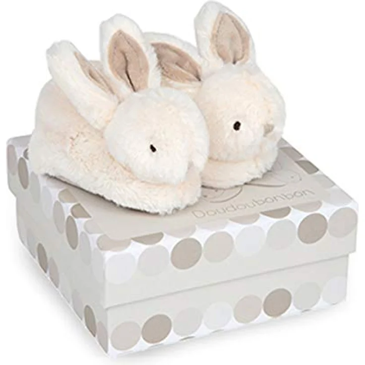 DOUDOU 21310 Bonbon Hase Füsslinge mit Rassel,taupe 0-6M – Bild 2
