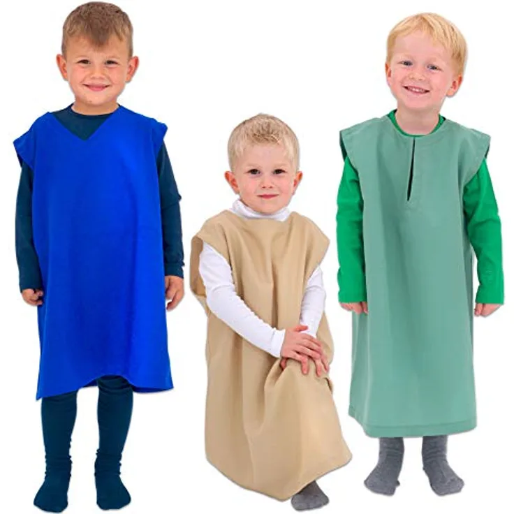 Betzold Hirten-Kostüm 3-tlg. für Kinder, Überziehkostüm für Krippenspiel und Rollenspiel, Universalgröße für 4-7 Jahre, waschbar bei 40 °C