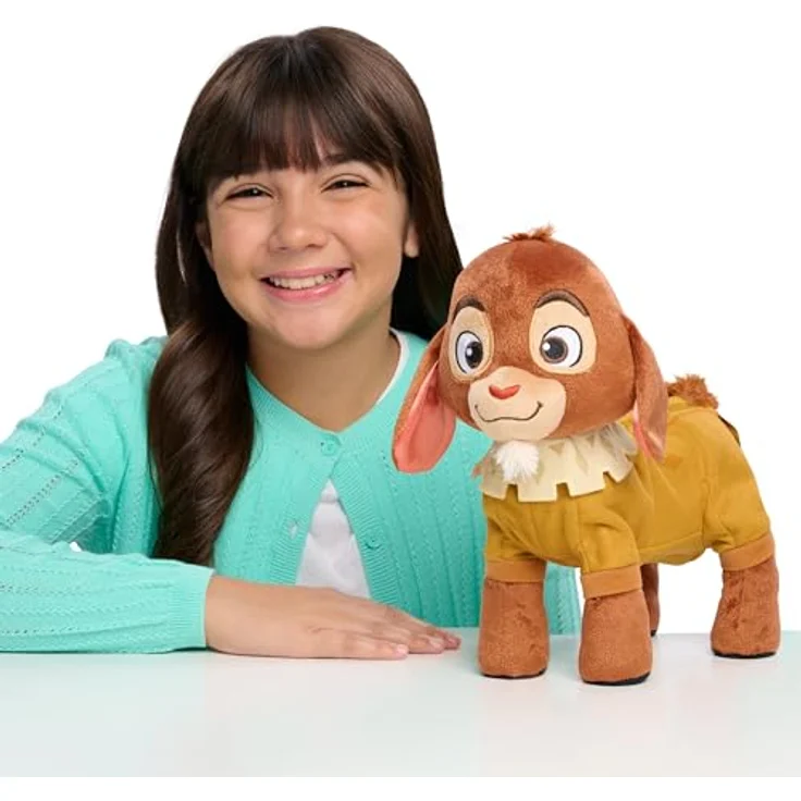 Just Play Disney Wish Walk 'n Talk Valentino Fainting Goat Plüschziege, 28 cm, Kuscheltier mit Soundeffekten und Bewegungen, gelber Fleece-Pyjama, ab 3 Jahren – Bild 2