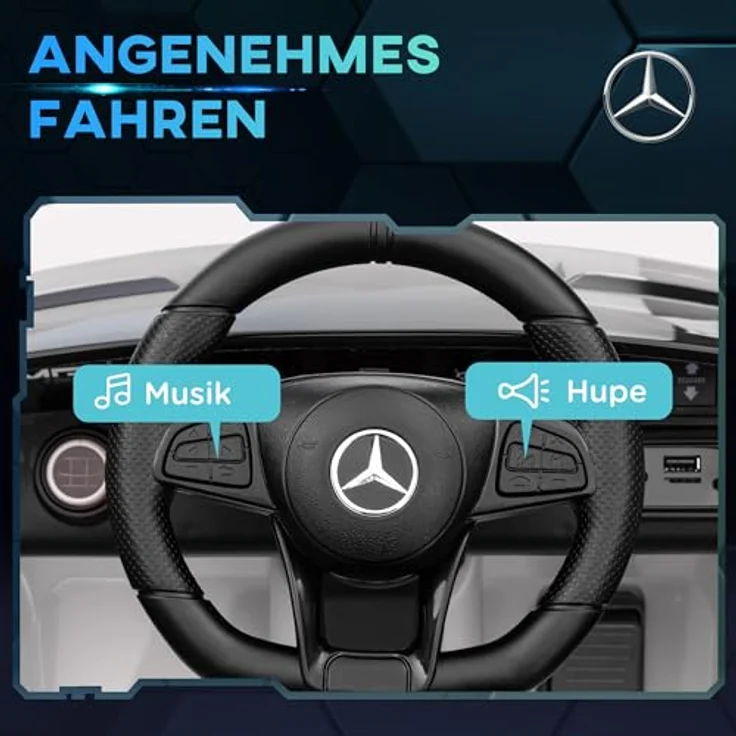 AIYAPLAY Elektro-Kinderauto 12 V Kinderauto mit 2,4G Fernbedienung, USB, MP3, Musik, Belastbarkeit 25 kg, (1-tlg), 3-5 km/h, für Kinder 3-6 Jahre, Schwarz – Bild 6