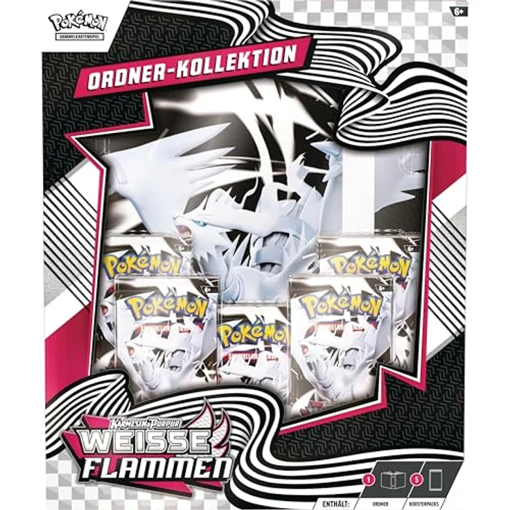 Pokémon Pokémon-Sammelkartenspiel: Ordner-Kollektion Karmesin & Purpur – Weiße Flammen, Reshiram-Ordner mit 5 Boosterpacks und Kartenliste – Bild 2