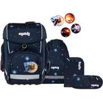 ergobag cubo Set, ergonomischer Schulrucksack 5-teilig, Klassisch für 1. Klasse, individuell gestaltbar, mit reflektierenden Elementen und stabiler Bodenwanne, 28 x 40 x 25 cm