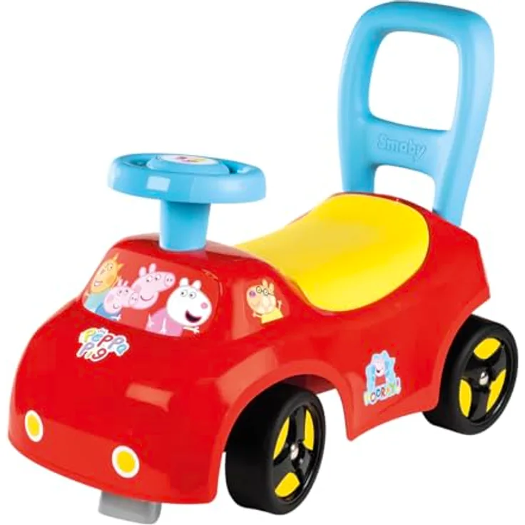 Smoby Peppa Pig Rutscher, wendiges Kinderfahrzeug mit Hupenlenkrad, Rückenstütze, Staufach und Kippschutz für Kinder ab 10 Monaten