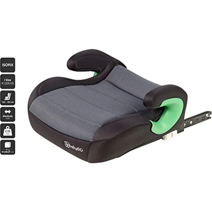 babyGO Sitzerhöhung Bursa III nach neuer I-Size Norm - Kindersitzerhöhung mit verstellbarem Isofix - Kindersitz/Autositz für Kinder (ca. 15-36 kg) Grau – Bild 3