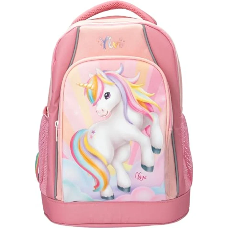 Depesche 14038 Ylvi Sugar Pop, Schulrucksack in Rosa mit Einhorn Motiv, glitzernden Details und verstellbaren Trägern – Bild 1