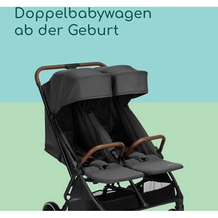 Bebeconfort Mane Duo Geschwisterwagen, 0+ bis 22kg, automatisches Klappsystem, drehbare Sicherheitsbügel, Regenverdeck, Mineral Graphite – Bild 3