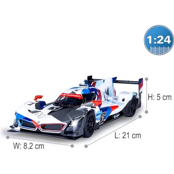 Blau BMW M Hybrid V8 Diecast 1:24, ferngesteuertes Modellauto inklusive Knopfzellen, blau – Bild 3