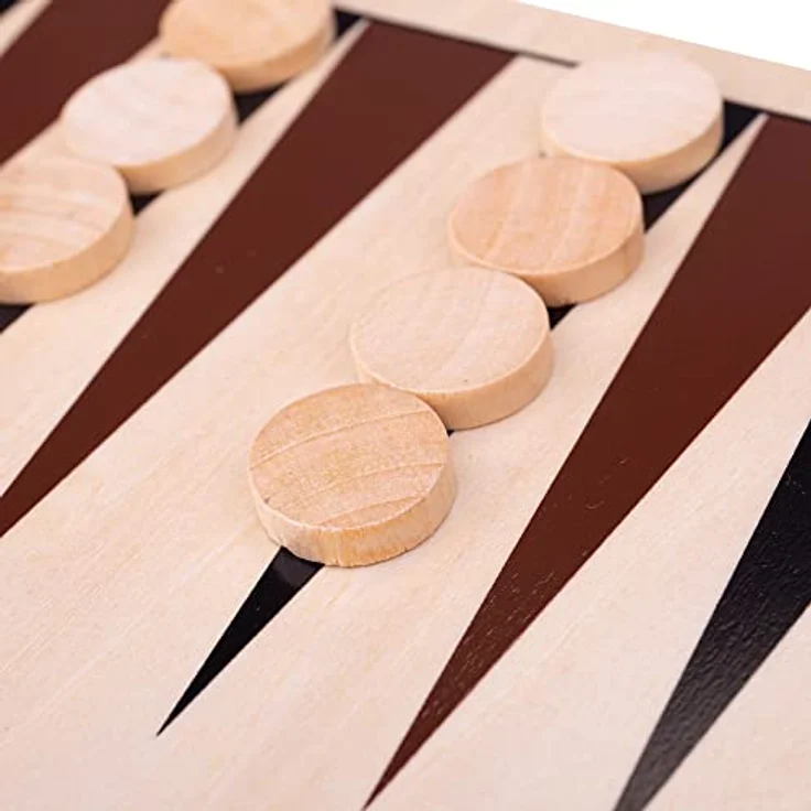 Bigjigs Toys Hölzernes Backgammon, traditionelles Brettspiel für 2 Spieler, 30 Spielsteine, geeignet für Kinder ab 3 Jahren – Bild 2