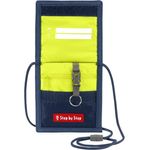 Step by Step Brustbeutel mit Fensterfach, Kleingeldfach (1-tlg) - Kinder-Brustbeutel, All-over-Print, mit Hartgeldfach, Fensterfach, Schlüsselbefestigung, Blau