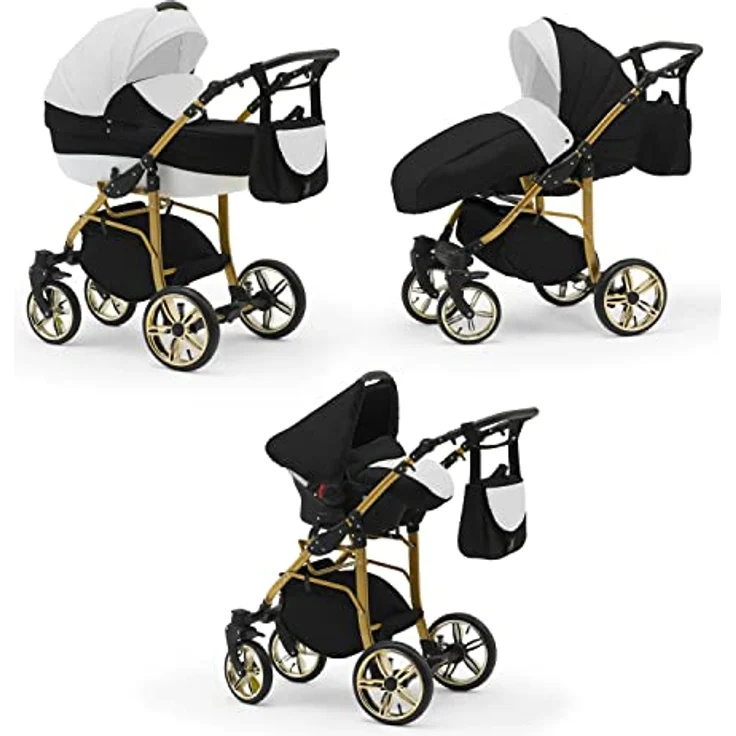 Elcar Kinderwagen-Set 4 in 1 Neo Gold inkl. Sportsitz und Autositz - 16 Teile - in 22 Farben, variabel und komfortabel – Bild 1