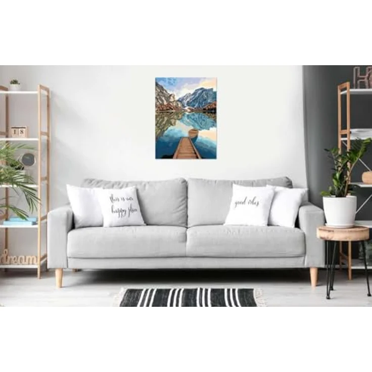 Ravensburger Malen nach Zahlen CREART CANVAS Leinwand Seeblick 23909, Malvorlagen-Set für Erwachsene ab 12 Jahren, Farbenfrohes Santorini Motiv – Bild 4