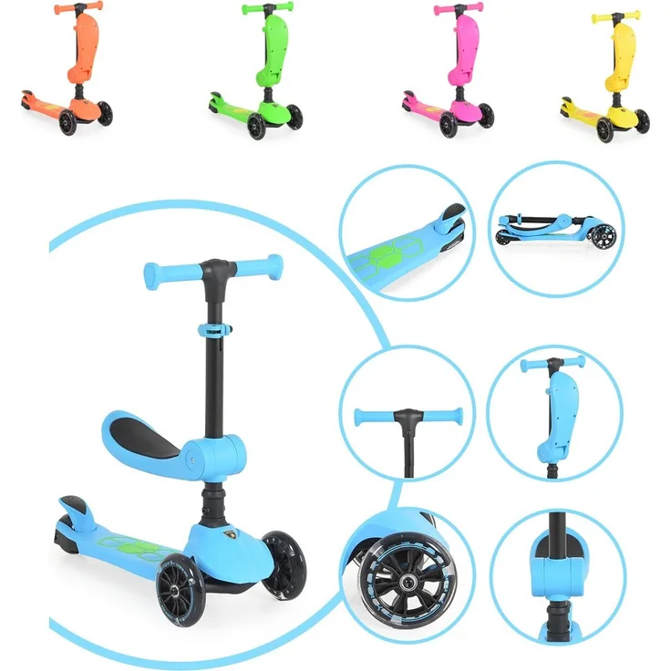 Moni Kinderroller 2 in 1 Lamborghini Laufrad, Lenkerhöhe verstellbar, klappbar blau
