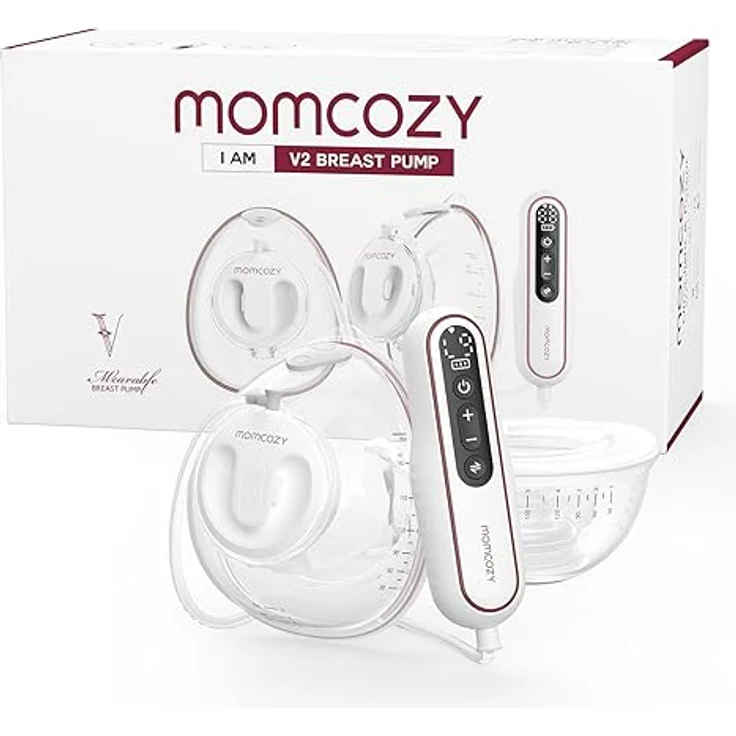 Momcozy V2, Ultraleichte Freihändige Milchpumpe mit 27 Pumpkombinationen, Geräuscharm und Schmerzfrei, Doppelpumpe mit 5 Flanschgrößen (17/19/21/24/27 mm) – Bild 1