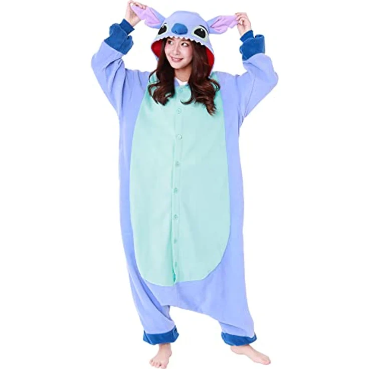 SAZAC Stitch Onesie (Lilo & Stitch Disney) Kigurumi Einteiler Onesie Kostüm Jumpsuit | One Size Fits All (155 – 180 cm) | Gemütlicher Einteiler in lebendigen Farben – Bild 4