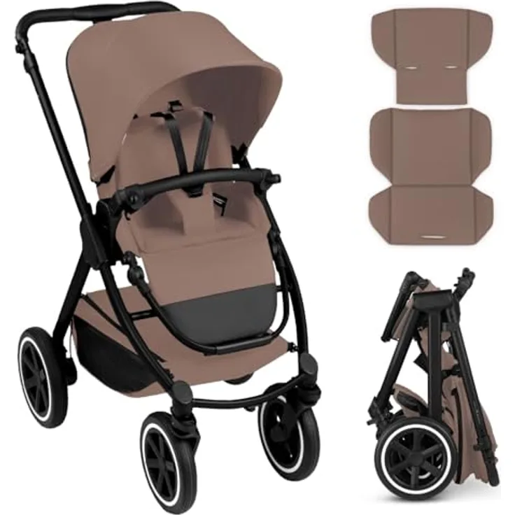 ABC Design Buggy & Sportwagen Samba 2 - Dark Beige, inkl. Gratis Mobilitätsgarantie, mit großem Sonnenverdeck, HappyBelt® 5-Punkt-Gurtsystem und All-Terrain Luftkammerrädern