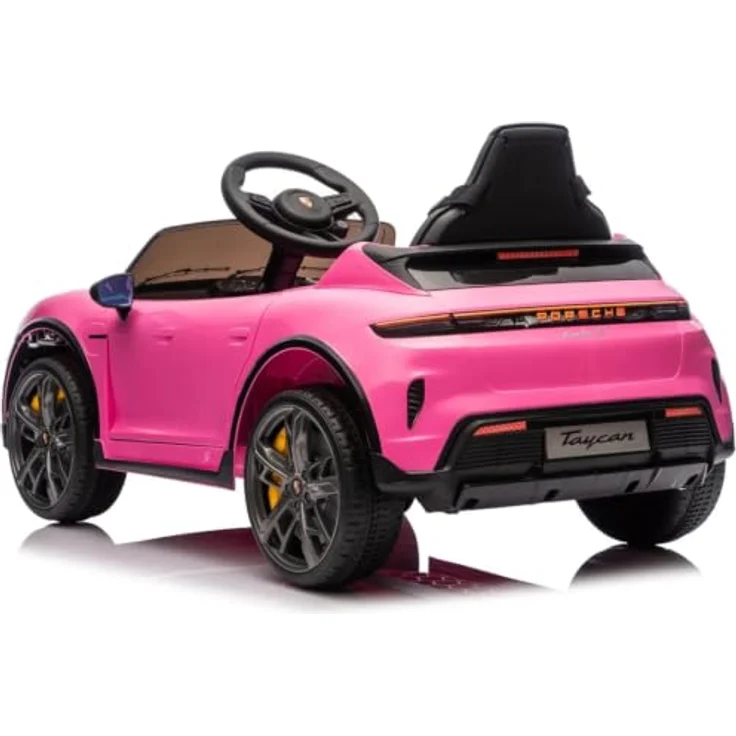 Vrooomy Porsche Taycan Turbo S Kinder Elektroauto, 12V mit Fernbedienung, für 1-5 Jahre, Rosa, MP3-Player, LED-Scheinwerfer, sanfter Start, 2 Motoren – Bild 2