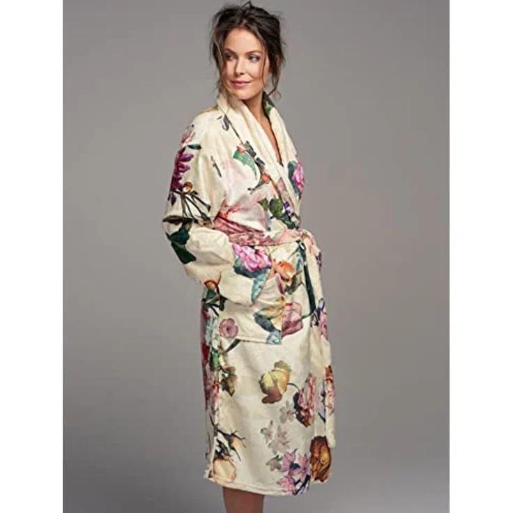 Essenza Kimono Fleur, Bademantel in Weiß mit floralem Design, Größe XL für Damen – Bild 2