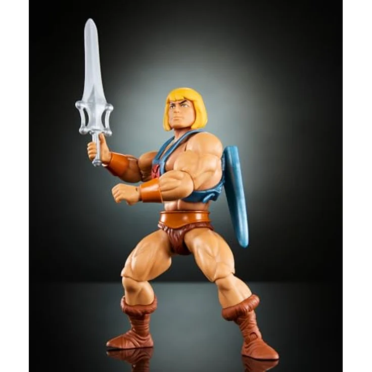 Masters of the Universe Origins He-Man-Actionfigur, ca. 14 cm groß mit abnehmbaren Brustpanzer, 2 Schwertern, Mini-Comic, HYD17 – Bild 3