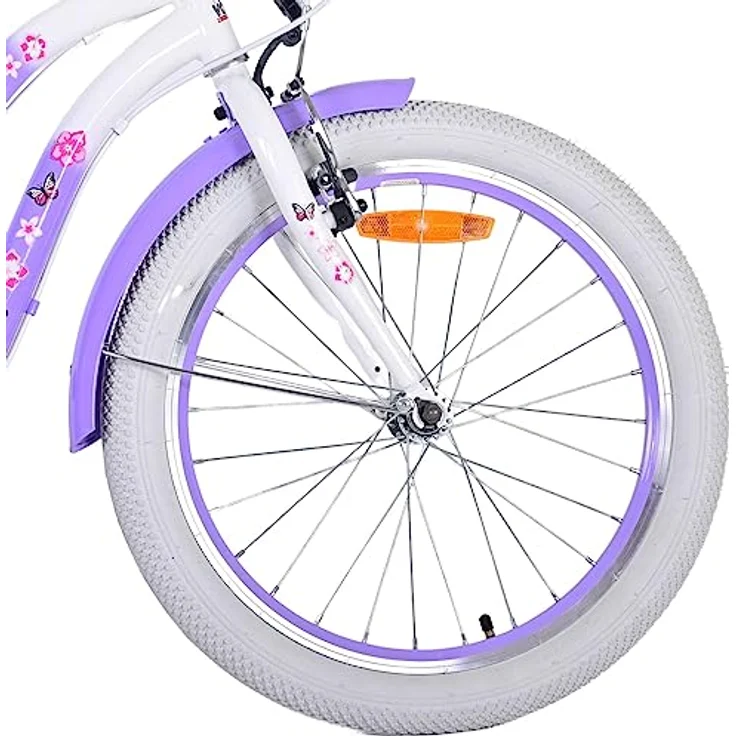 Volare Kinderfahrrad 20 ZOLL Mädchen Rad LOVELY 7 Gänge 22125, Korb, Seitenständer, Gepäckträger, lila-weiß – Bild 3