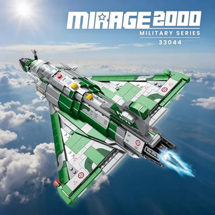 Reobrix Mirage 2000 Kampfjet Bausatz, mit aufklappbarem Cockpit und einziehbarem Fahrwerk, 1012 Teile, für Militär- und Luftfahrtfans – Bild 2