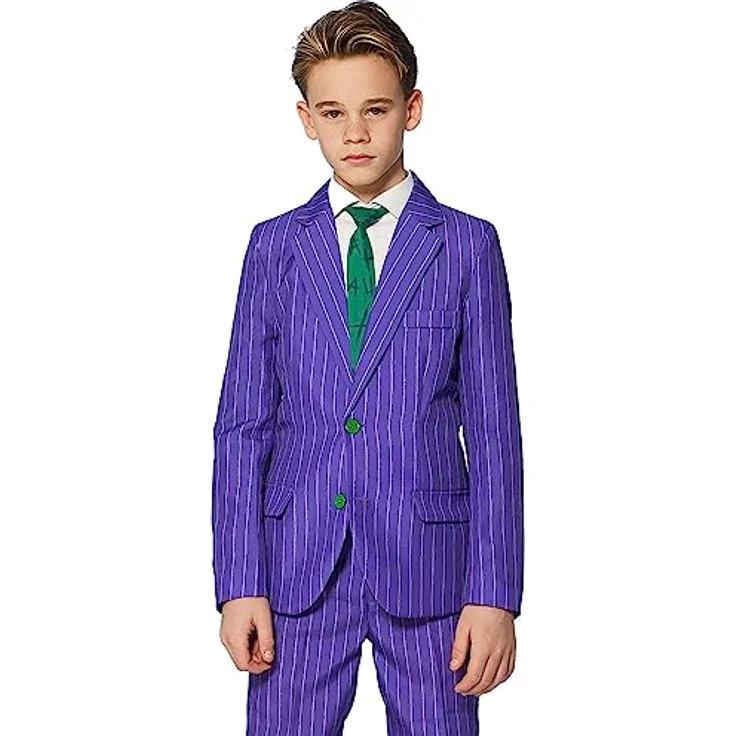 Suitmeister Boys The Joker Anzug für Kinder, dreiteiliges Kostüm mit Slim-Fit Schnitt, lizenziert aus dem Batman-Universum (122, 128, 134) – Bild 2