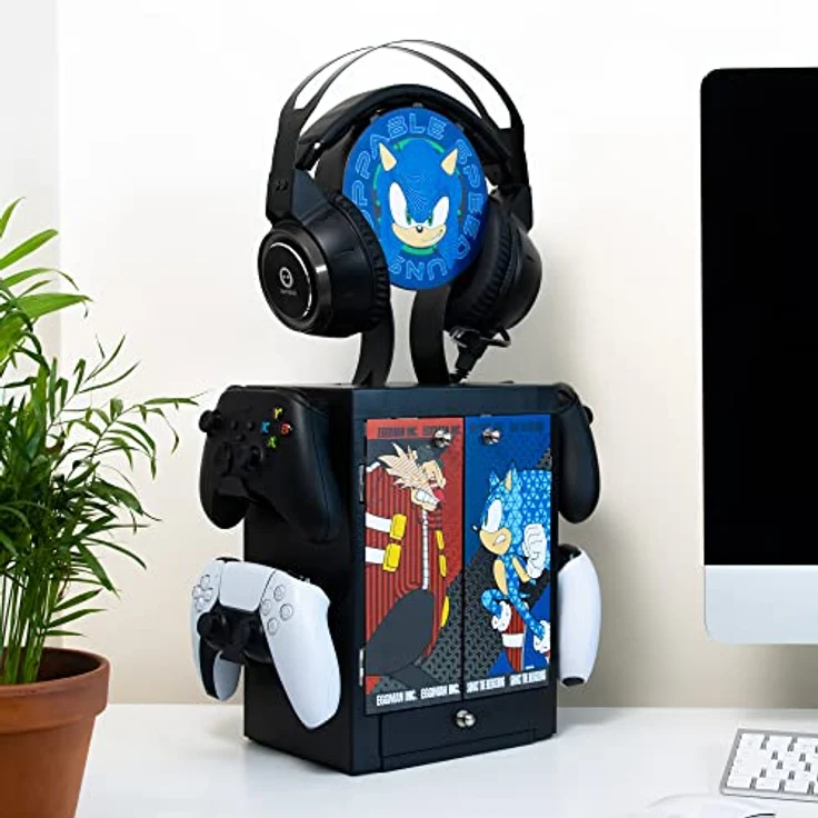 Numskull Gaming Locker SEGA - Sonic, Gamingzubehör mit Platz für 10 Spiele und Kopfhörerhalter – Bild 2