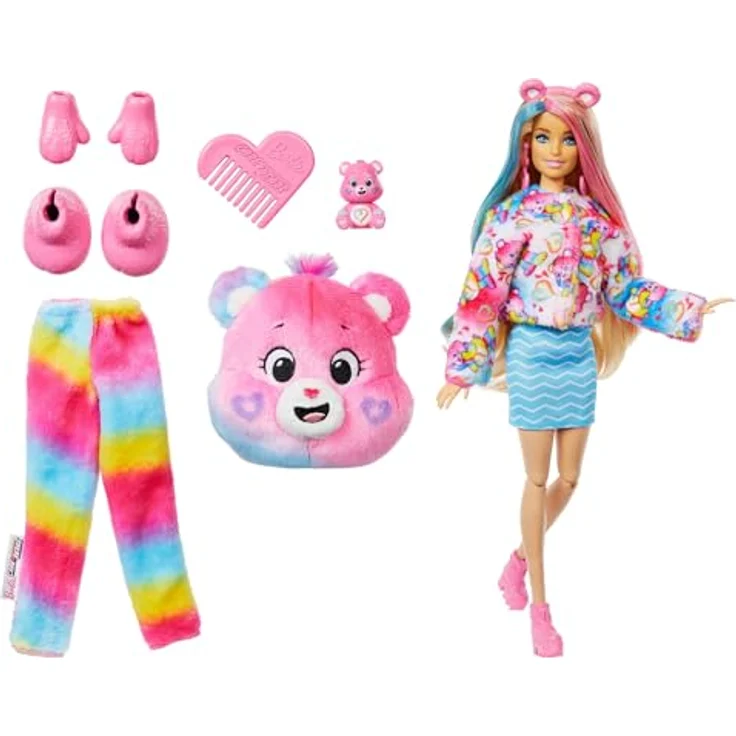 Barbie Cutie Reveal Glücksbärchis Zusammengehörigkeitsbärchi, Anziehpuppe mit 10 Überraschungen, inklusive Rock, Haarreif und wechselnder Gesichtsbemalung – Bild 5