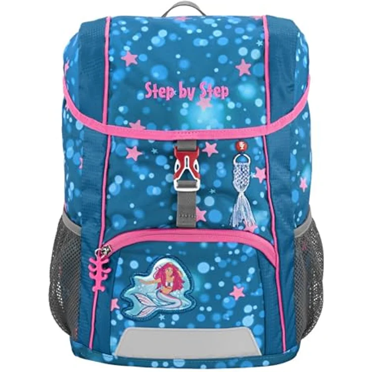 Step by Step Rucksack-Set Kid „Mermaid Lola“, mit Sitzkissen, ergonomischer Mini-Ranzen mit abnehmbarem Brustgurt, für Kindergarten, Vorschule und Freizeit, 13 l, blau - rosa – Bild 1