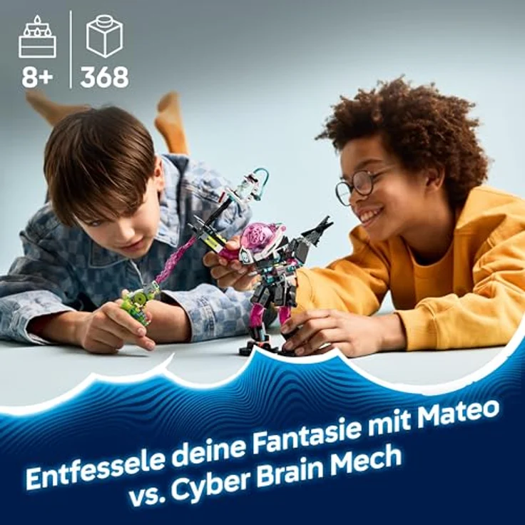 LEGO DREAMZzz 71495 Mateo vs. Cyberhirn-Mech, 2-in-1 Bausatz mit Shooter und Mega-Glibber-Kanone, Mehrfarbig, 368 Teile – Bild 2