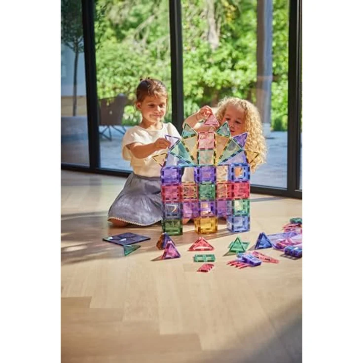 Cleverclixx Großer Kreativ-Bausatz Pastellfarben, 125 Teile, langlebiges Magnetspielzeug, erweiterbar, für Kinder ab 3 Jahren – Bild 4