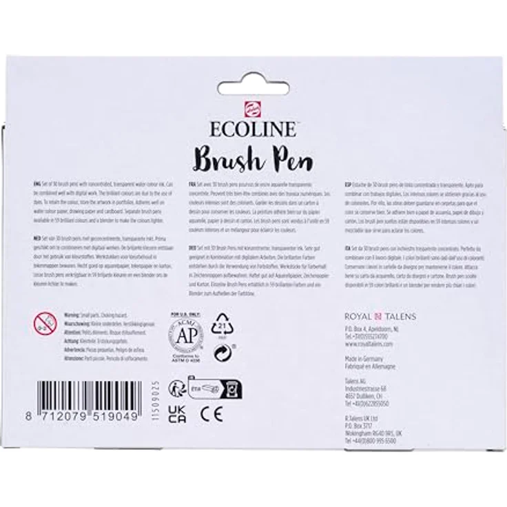 Ecoline Brush Pen-Set 30 flüssige Aquarellstifte, Grundtöne – Mischbare Pinselstifte für Handlettering und Zeichnungen – Bild 2
