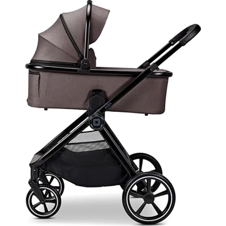 MOON Kombikinderwagen Aura tonka/melange, 2 in 1, höhenverstellbar, kompakt faltbar, inkl. Wickeltasche und Regenverdeck – Bild 1