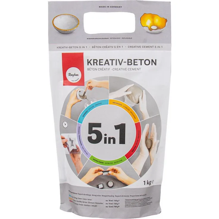 Rayher Modelliermasse 5in1, 1 kg, extra feine Körnung in Steingrau