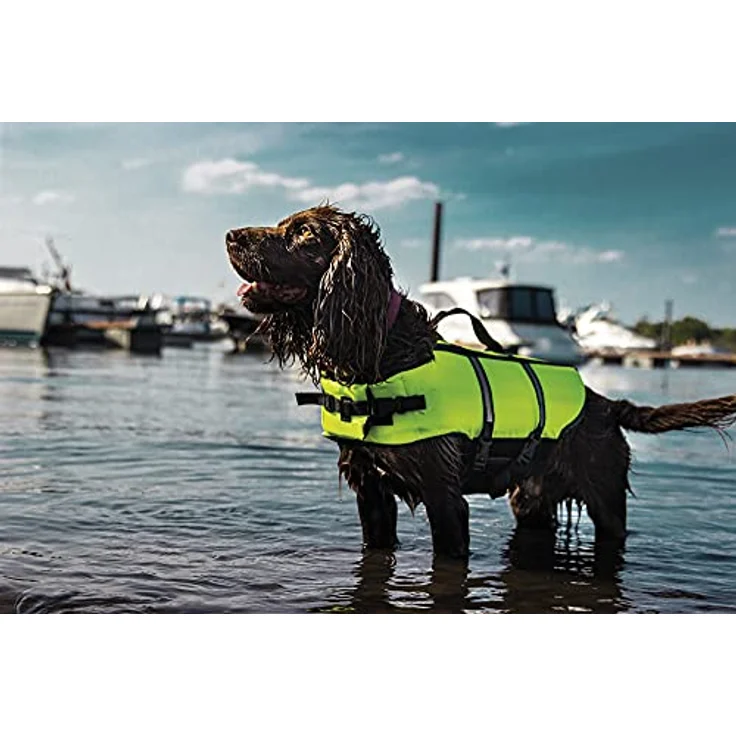 Nobby Schwimmweste für Hunde, neongelb, mit reflektierenden Streifen und justierbaren Klickverschlüssen, waschbar bis 30° C – Bild 2