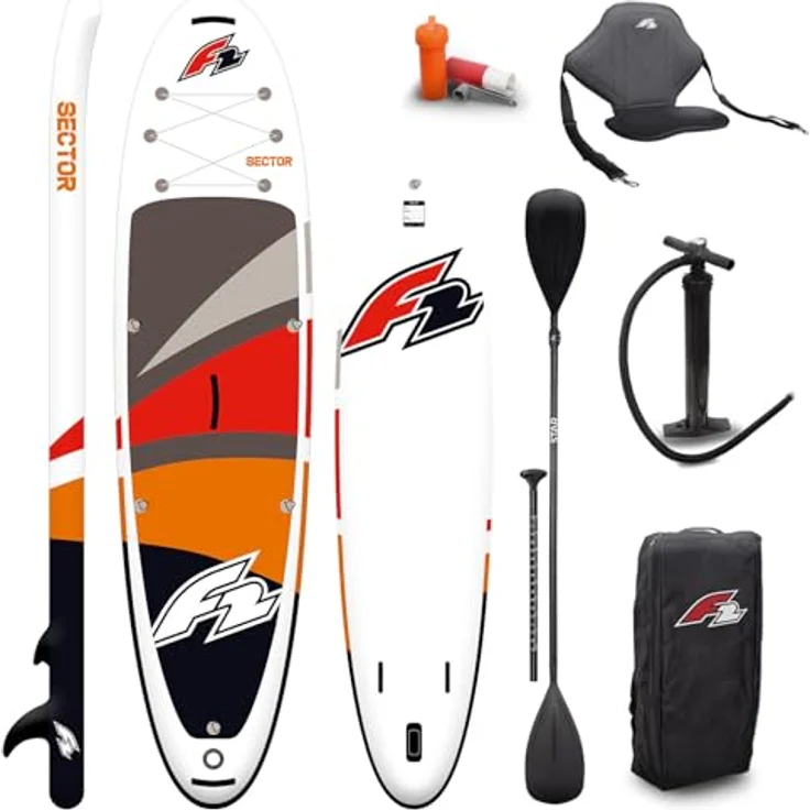 F2 SUP Stand Up Paddle Board Sector Limited Edition, 11'5'', robustes 6'' Highend Dropstitch-Material, rot, Komplettset mit Tasche, Pumpe und Kayak-Paddel, 2024 – Bild 1
