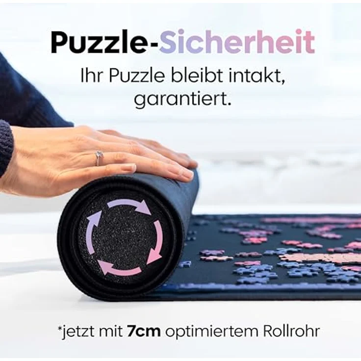Puzzlematte 1000 Teile bis 1500 Teile - In Sekundenschnelle geschlossen, ohne Gurte - Selbstschließend, hoch rutschfest - Puzzle Matte roll mit Öko-Verpackung, XL Größe 66x120 cm, durch PuzzlUp – Bild 4