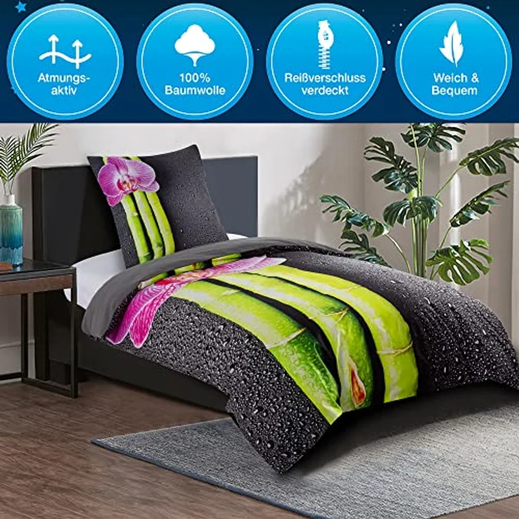 Sanilo® Bettwäsche 135x200 cm, 100% feinste Baumwolle, Oeko-TEX Zertifiziert, Wendebettwäsche, Kinderbettwäschen - 2-teilig (Asia, 2-teilig 135x200 cm) – Bild 4