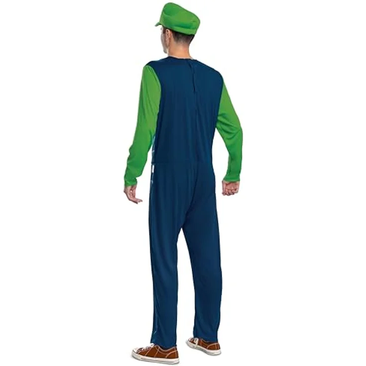 Disguise Luigi Offizielles Super Mario Bro Elevated Classic Kostüm für Erwachsene, Größe S/M, authentischer Stil mit falscher Latzhose und gelben Knöpfen – Bild 2